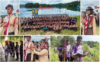 MTsN 4 Kukar Gelar Jelajah dan Pelantikan Penggalang di Waduk Samboja